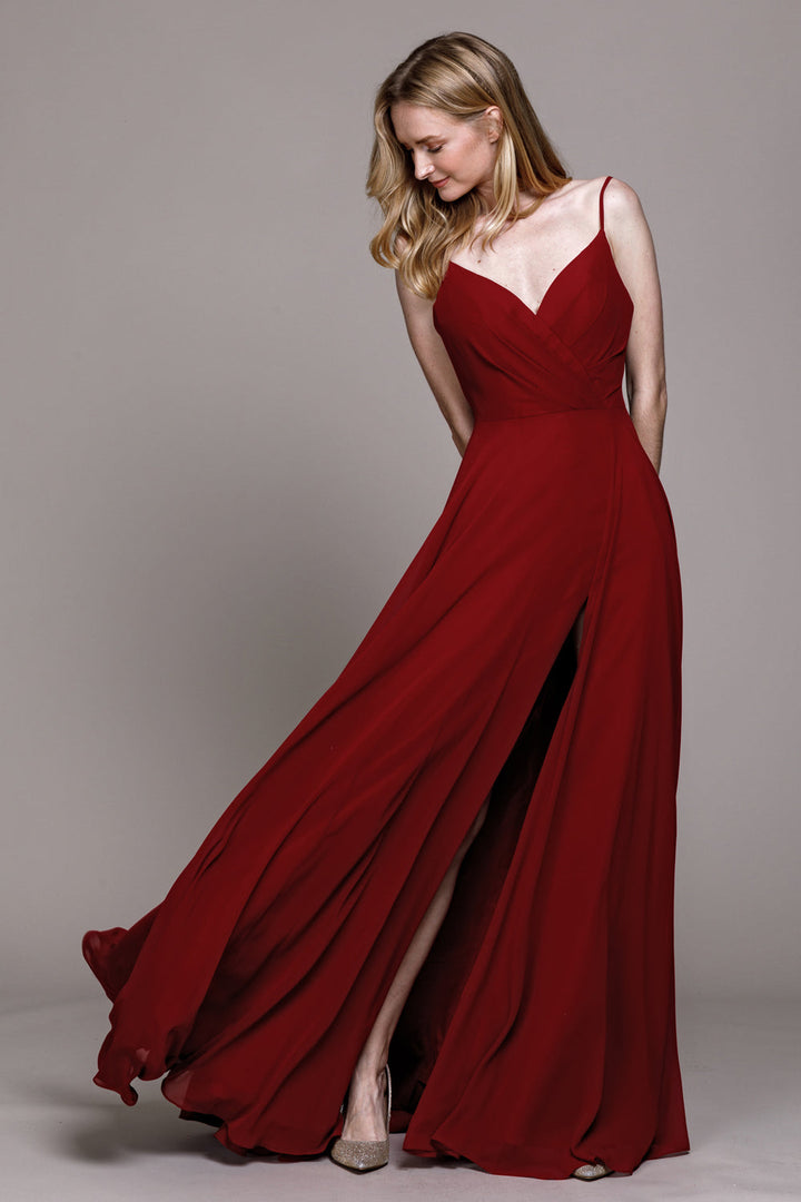 Classic Chiffon A-Line Adjustable Straps Zipper Back Long Prom Dress AC477-3