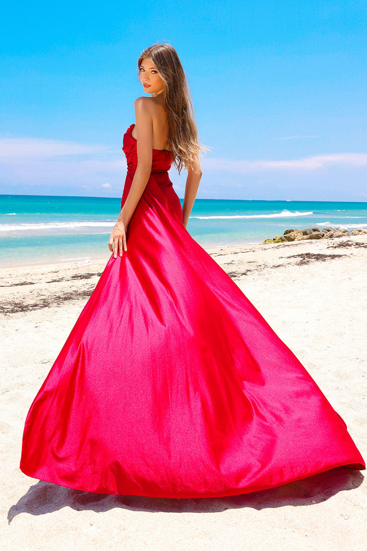 Cowl Neck Side Slit Spaghetti Straps Fitted Long Prom Dress AC3013-2