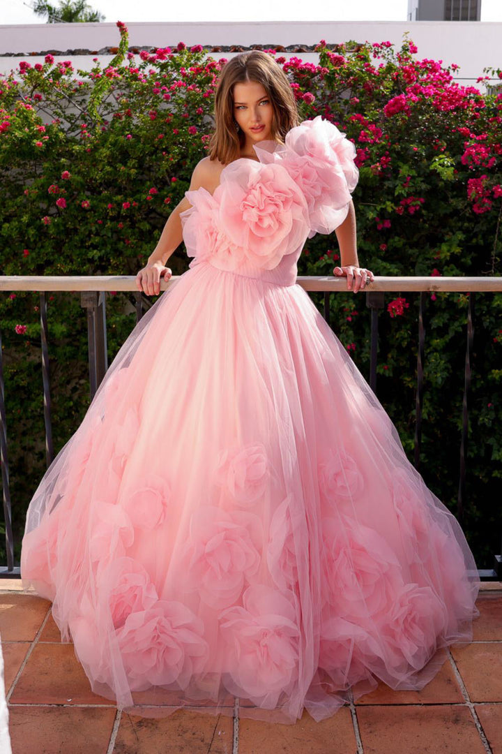 Pleated Sweetheart Detachable Shoulder Shawl Long Prom Dress ACSU079-4