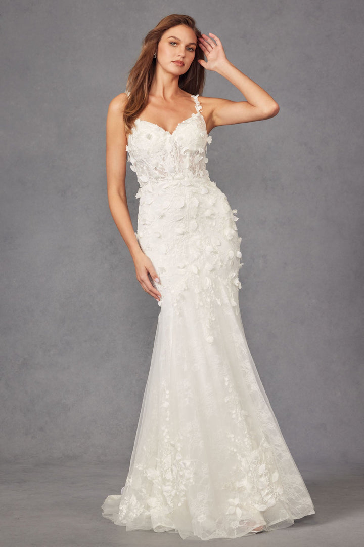 3D Floral Embellished Sweetheart Mermaid Long Wedding Dress JTJT2475UW-2