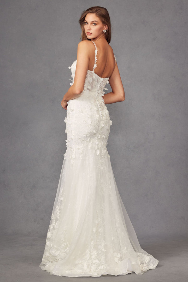 3D Floral Embellished Sweetheart Mermaid Long Wedding Dress JTJT2475UW-3