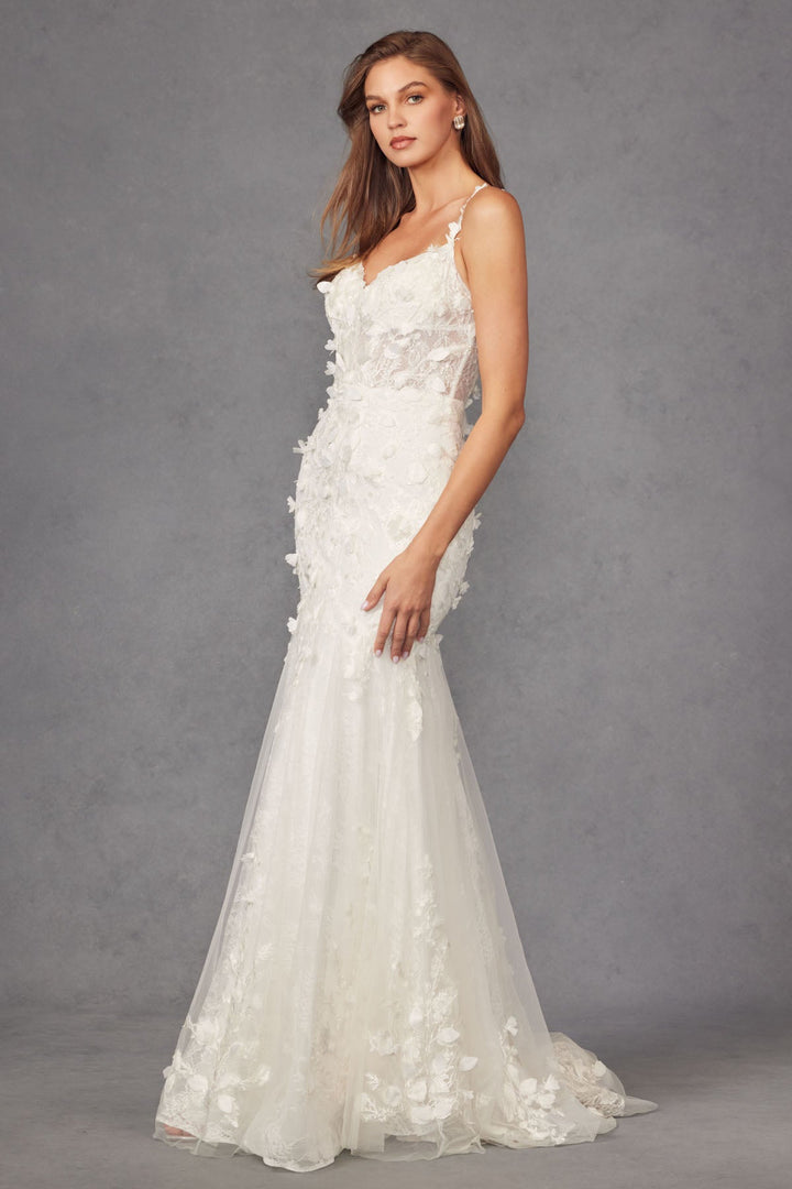 3D Floral Embellished Sweetheart Mermaid Long Wedding Dress JTJT2475UW-4