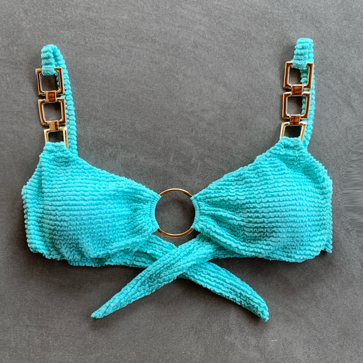 Curazao Blue Textured Mari Bikini Top-1
