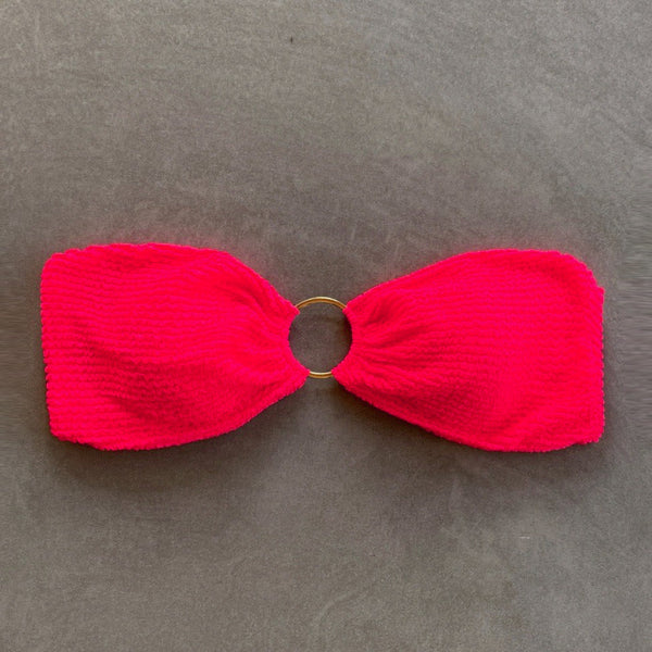 Electra Red Textured Strapless Bikini Top-0