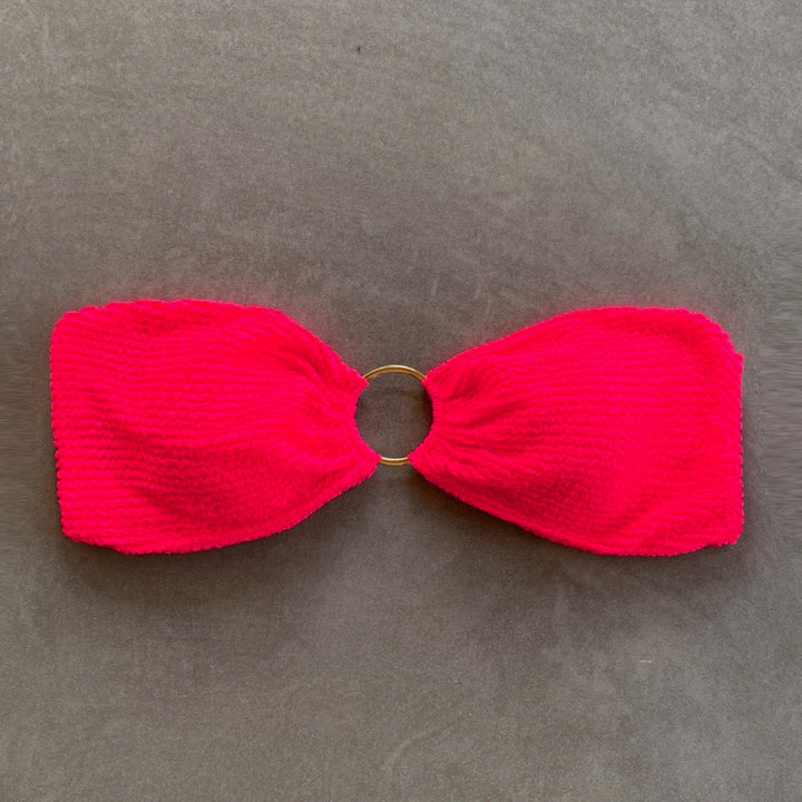 Electra Red Textured Strapless Bikini Top-0