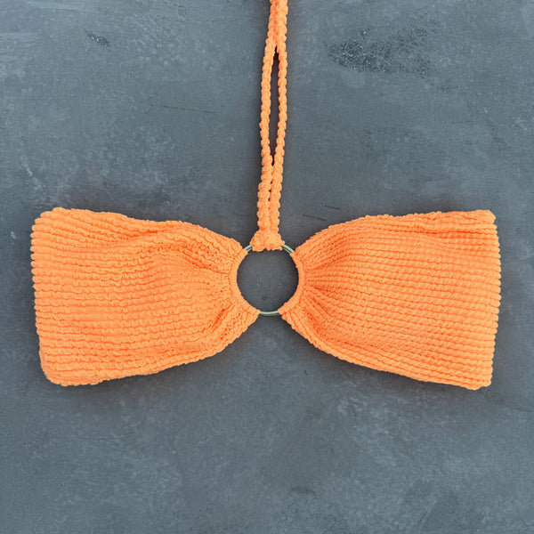 Energy Orange Textured Strapless Bikini Top-0