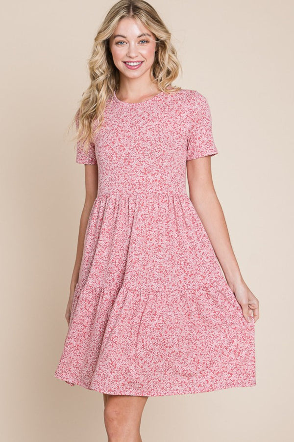 BOMBOM Printed Short Sleeve Mini Dress-0