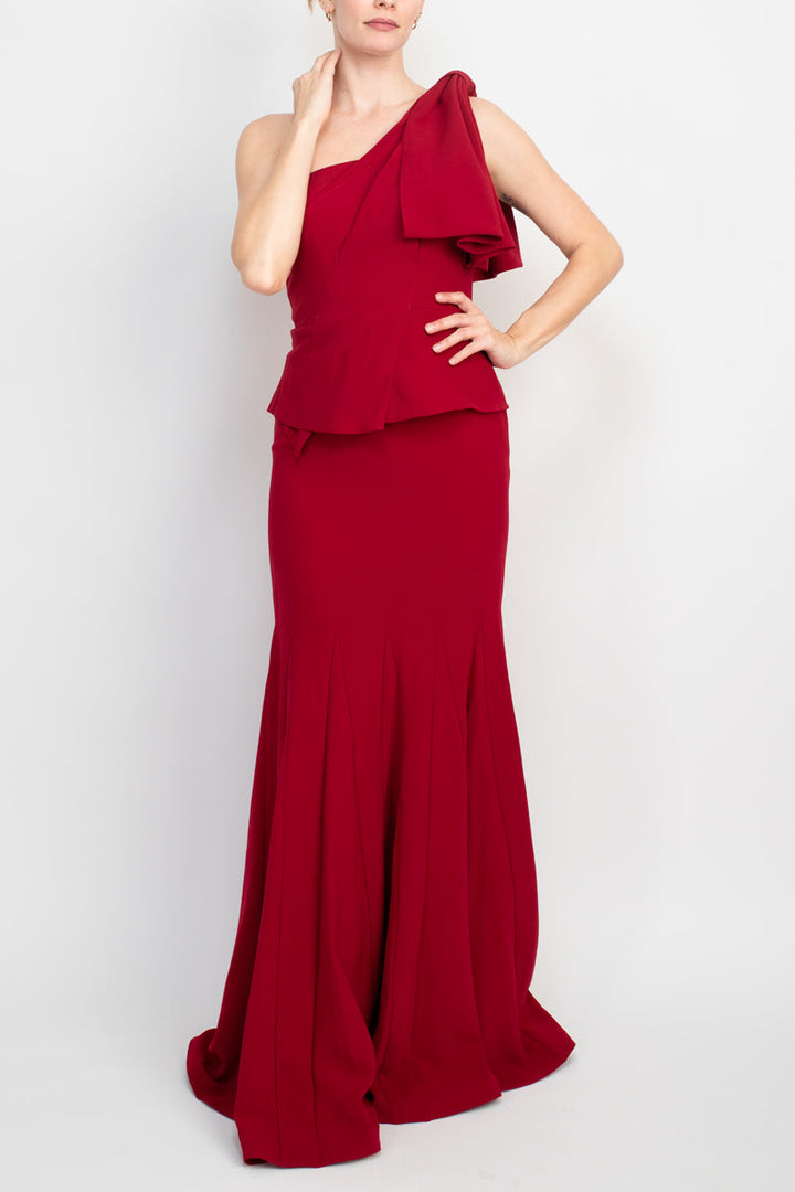Jovani one shoulder mermaid trumpet crepe gown-0
