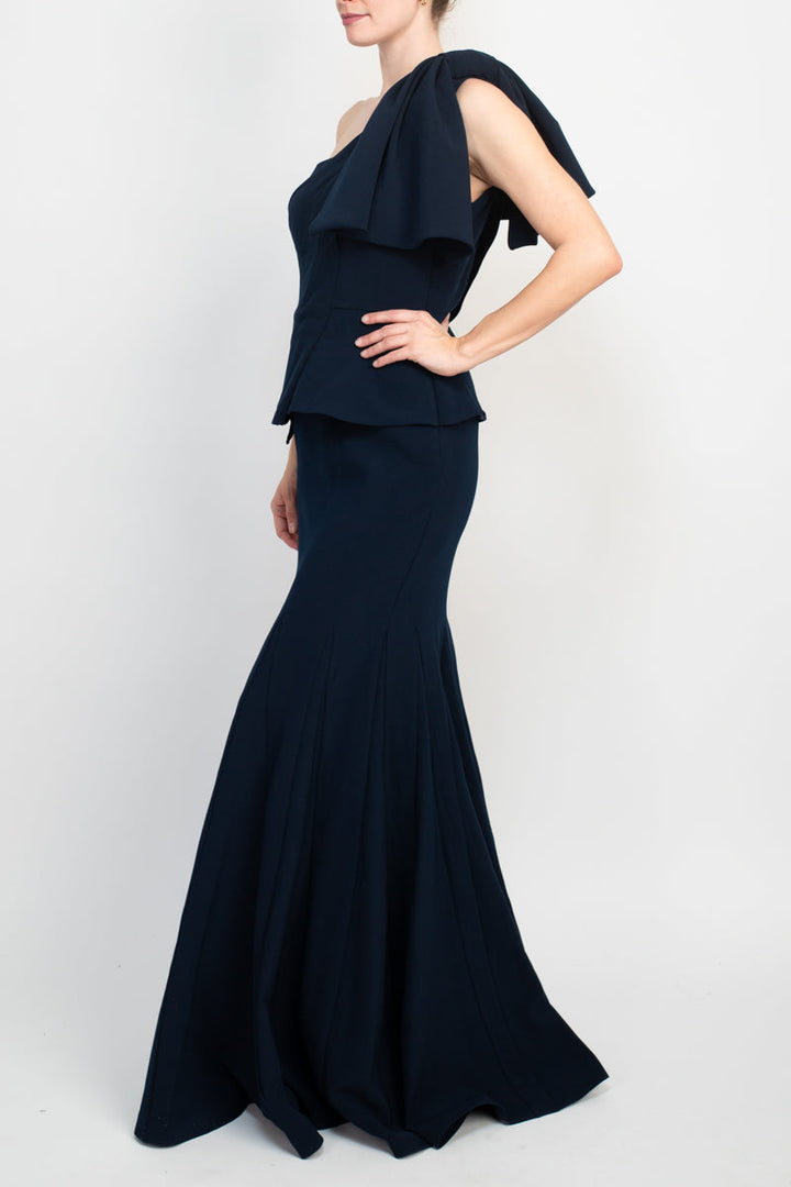 Jovani one shoulder mermaid trumpet crepe gown-2