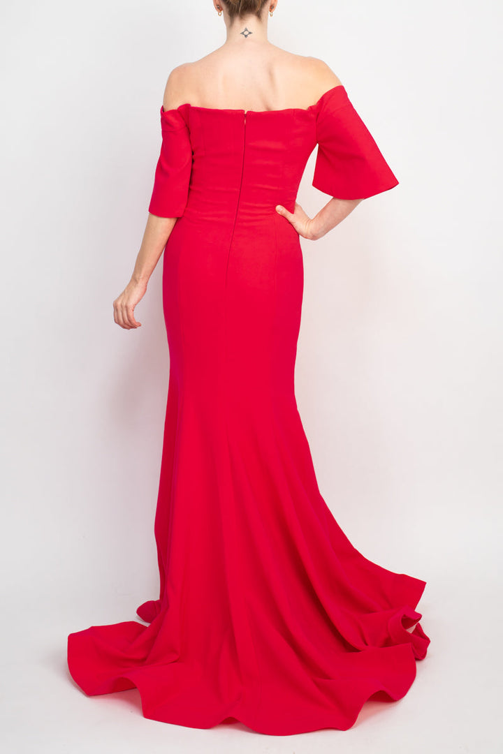 Jovani off the shoulder crepe bodycon gown-2
