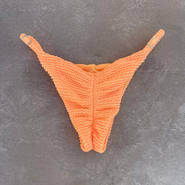 Energy Orange Textured Tanga Bikini Bottom-0