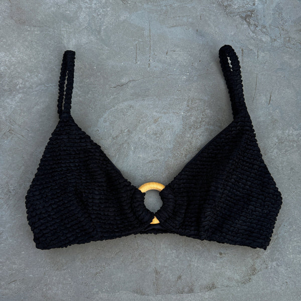 Onyx Black Textured Agatha Bikini Top-0
