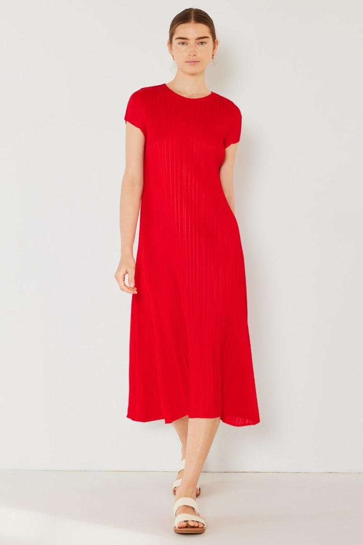 Marina West Swim Pleated Cap Sleeve A-Line Dress-6