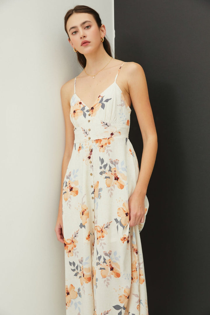Be Cool Floral Button Down Cami Midi Dress-0