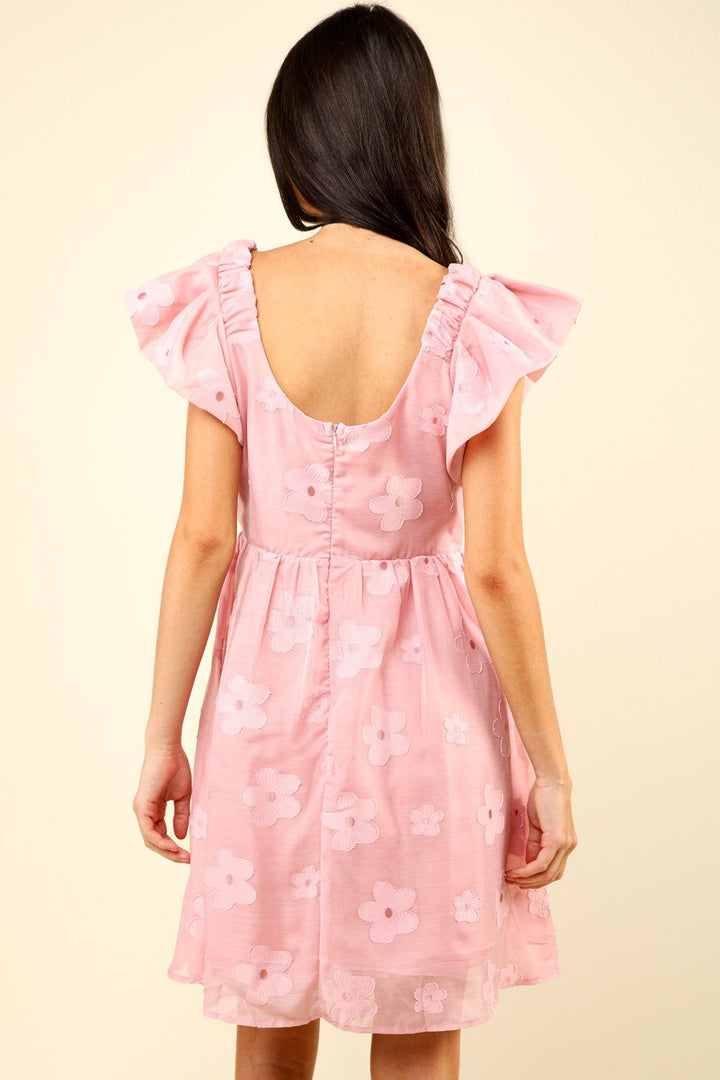 VERY J Flower Embroidered Organza Mini Dress-1