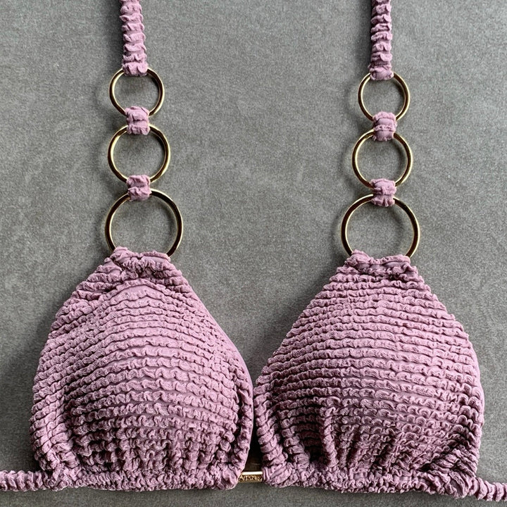 Lavender Mist Triangle Rings Bikini Top-0