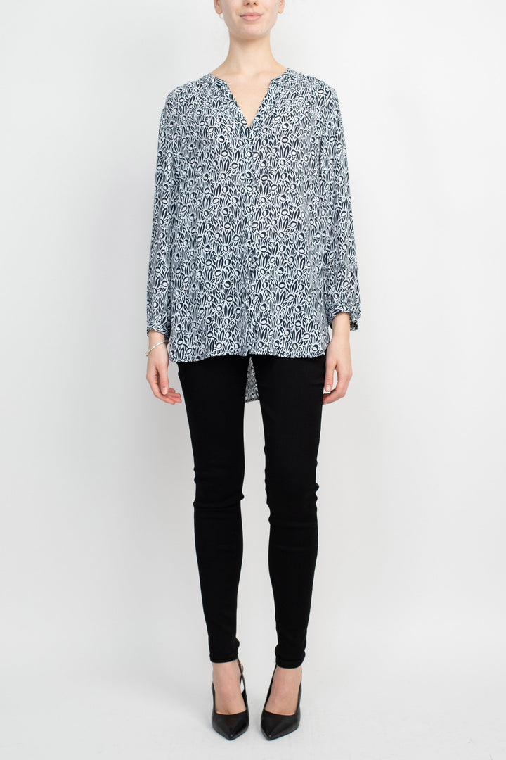 Grace V-Neck Long Sleeves High Low Hem Top-3