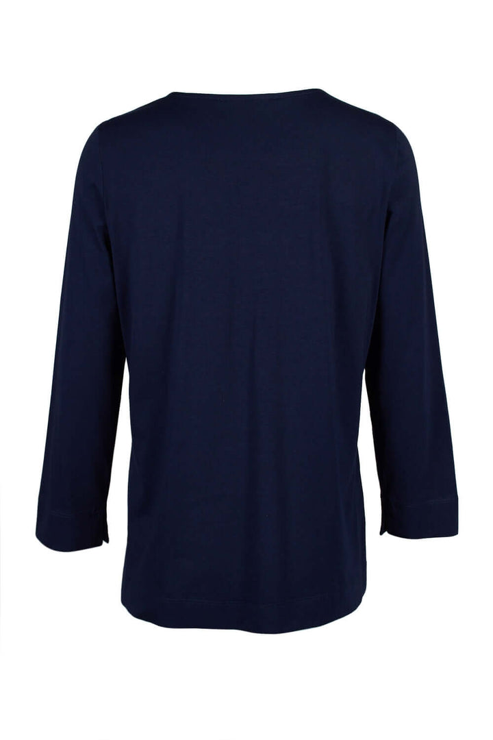 Evan Picone Embellished V-Neck Long Sleeve Solid Cotton Top-2
