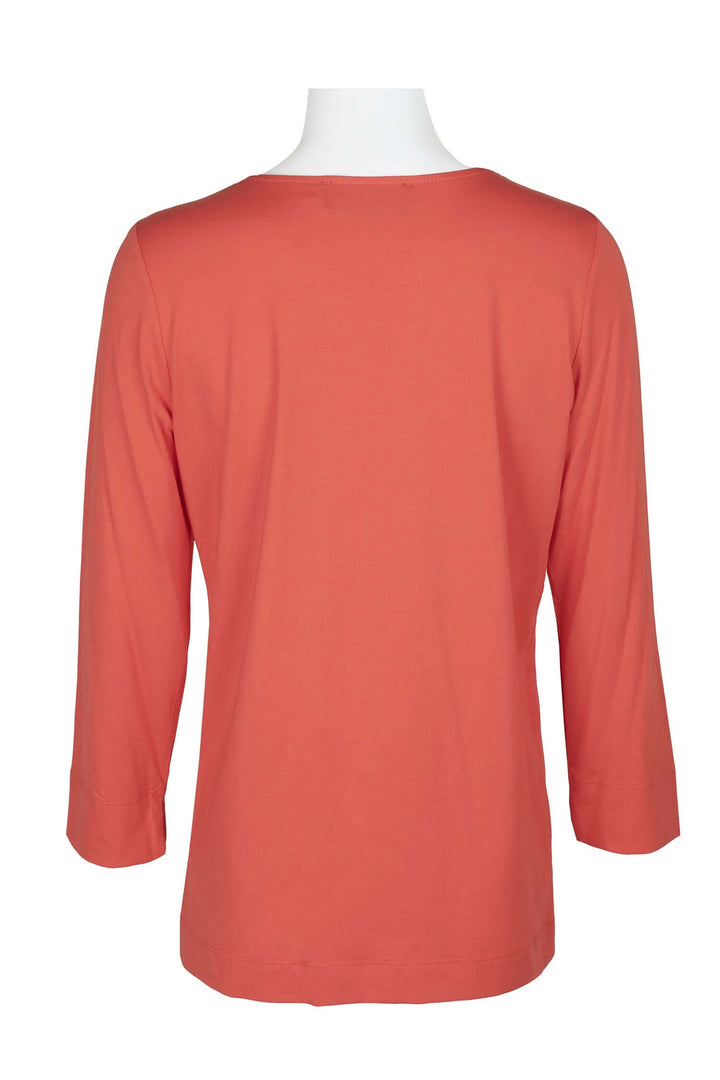 Evan Picone Embellished V-Neck Long Sleeve Solid Cotton Top-3