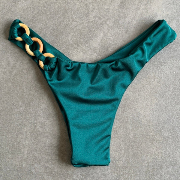 Forest Green Bia Rings Bikini Bottom-0