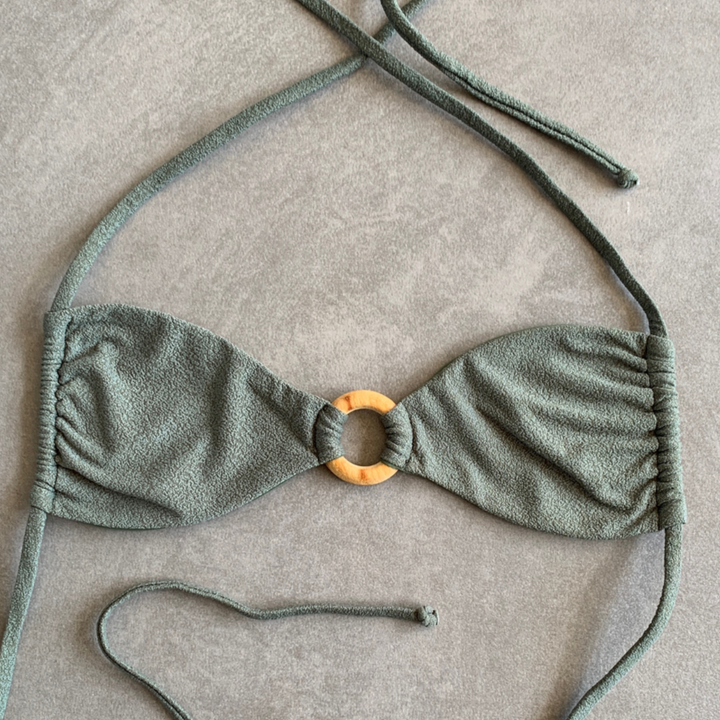 Seashore Textured Fern Green Kayla Bikini Top-1