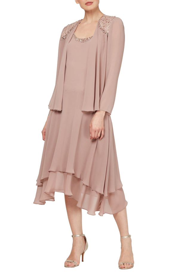 Sl Fashion Beaded Trim Chiffon Dress Jacket Set-0