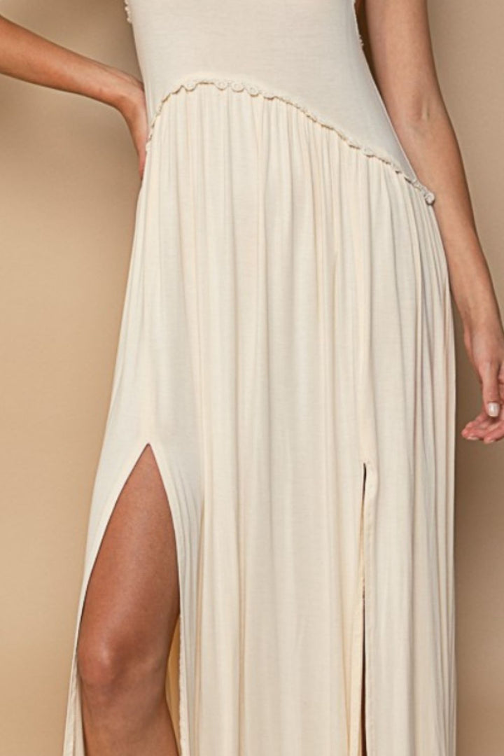 POL Sleeveless Back Zipper Front Slit Maxi Dress-2