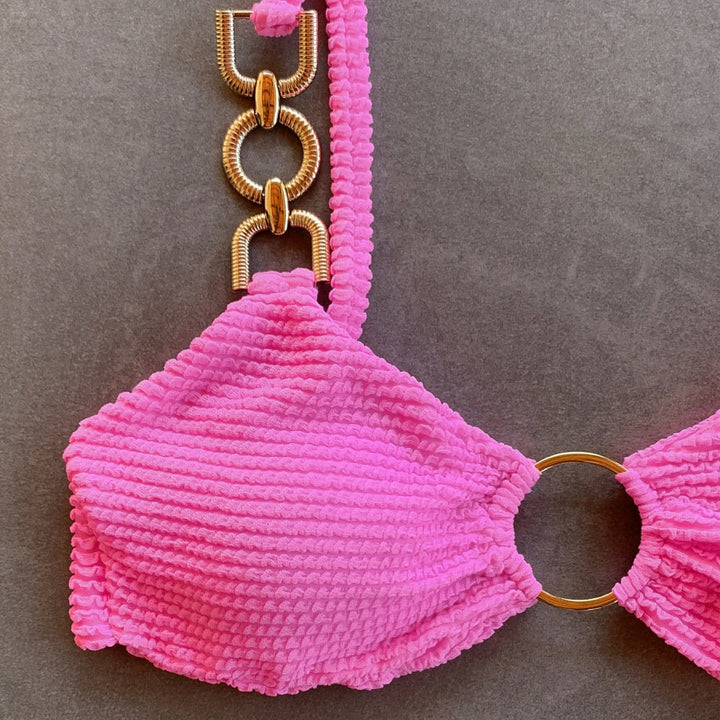 Pink Bliss Textured Mari Bikini Top-1