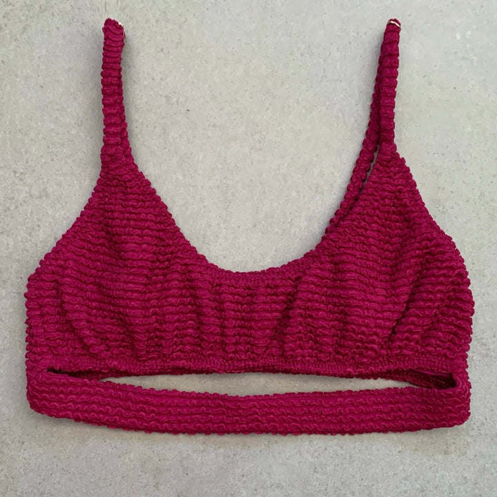 WineBerry Textured Nicole Bikini Top-0