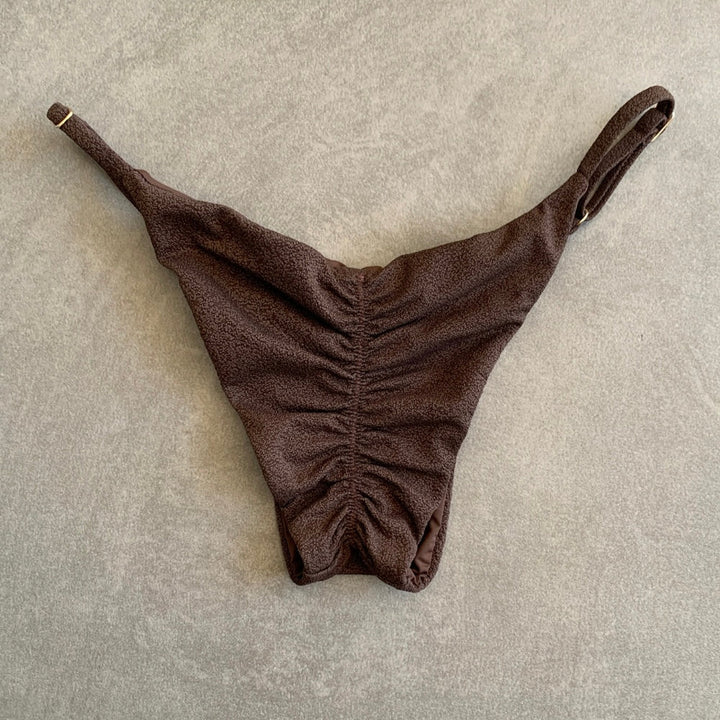 Seashore Textured Espresso Tanga Bikini Bottom-0