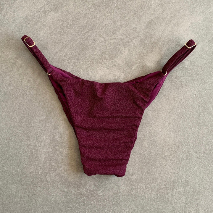 Seashore Textured Malbec Tanga Bikini Bottom-1