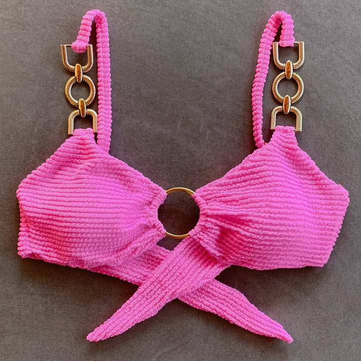 Pink Bliss Textured Mari Bikini Top-2