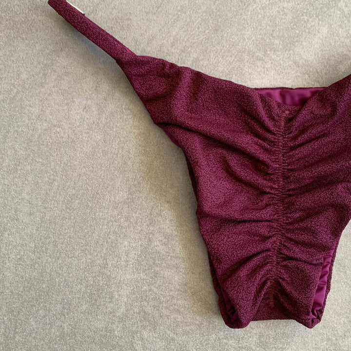 Seashore Textured Malbec Tanga Bikini Bottom-2