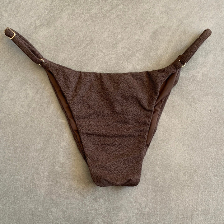 Seashore Textured Espresso Tanga Bikini Bottom-1