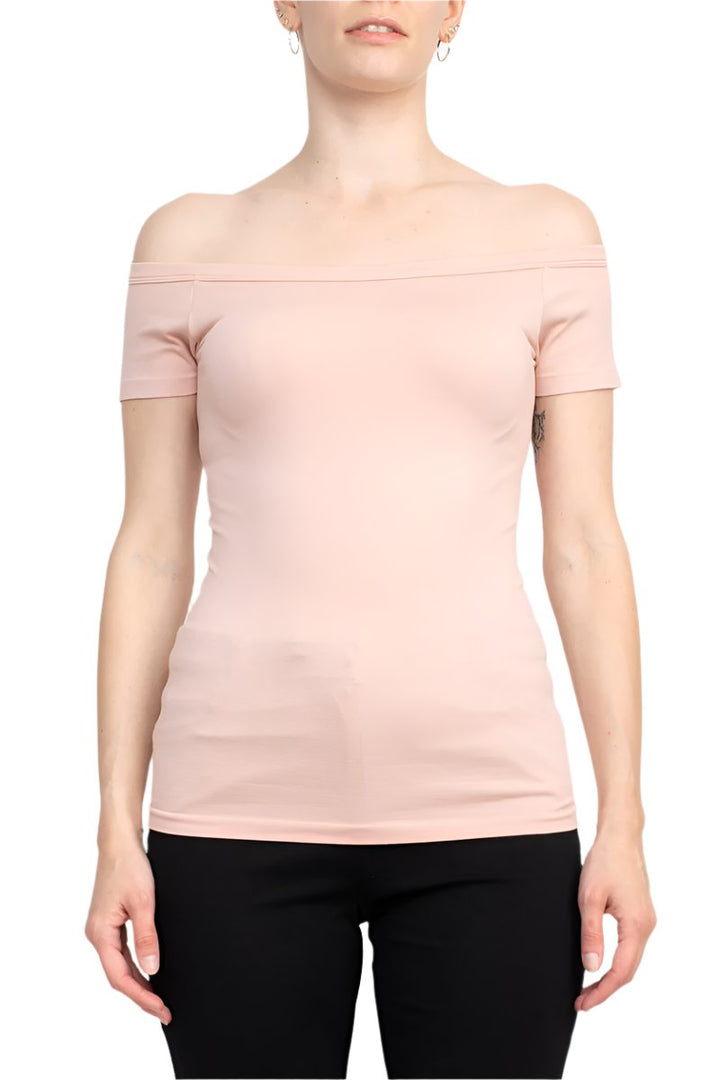 Alberto Makali Boat Neck Cap Sleeve Solid Spandex Top-2