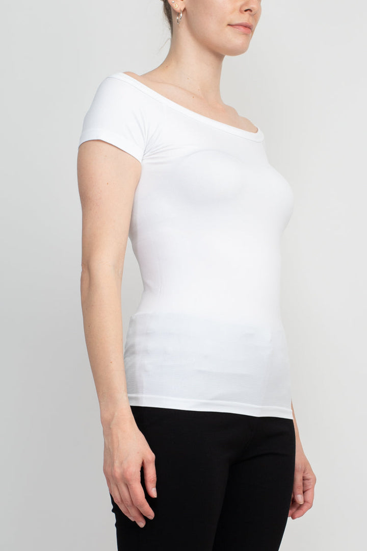 Alberto Makali Boat Neck Cap Sleeve Solid Spandex Top-3