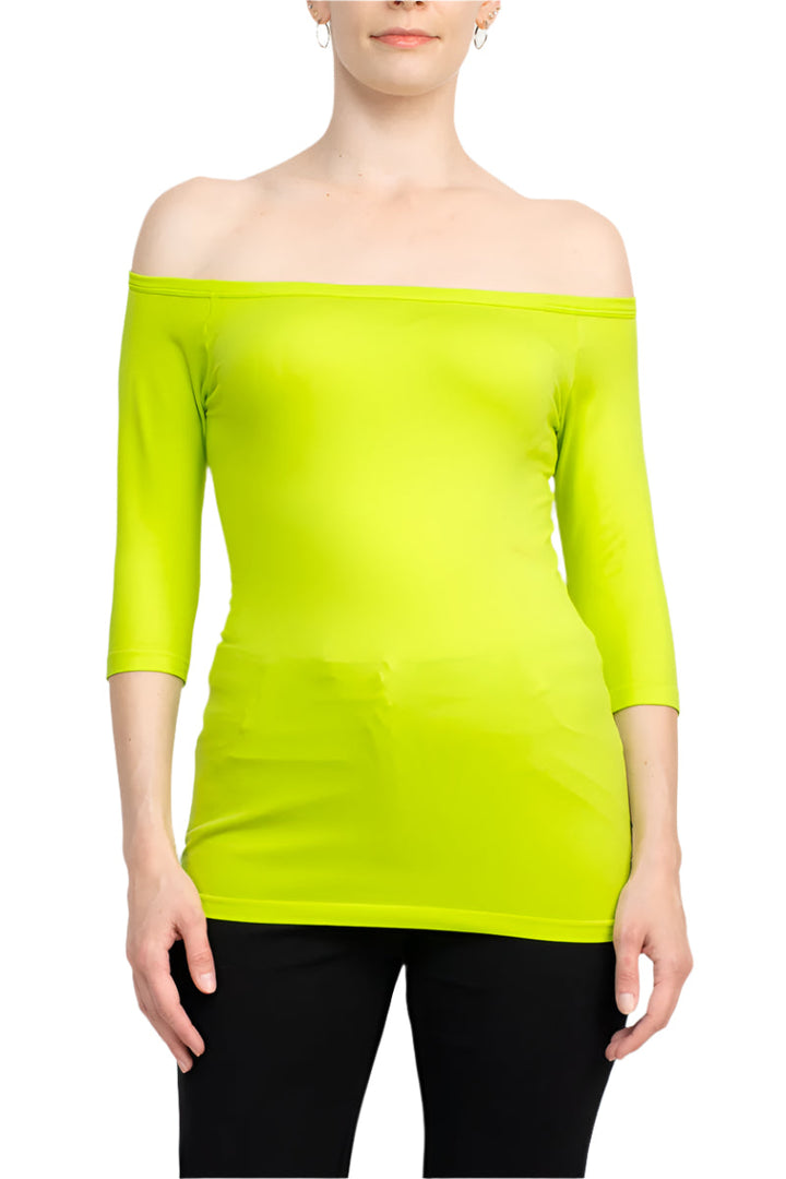 Alberto Makali Off-Shoulder 3/4 Sleeve Solid Spandex Top-1