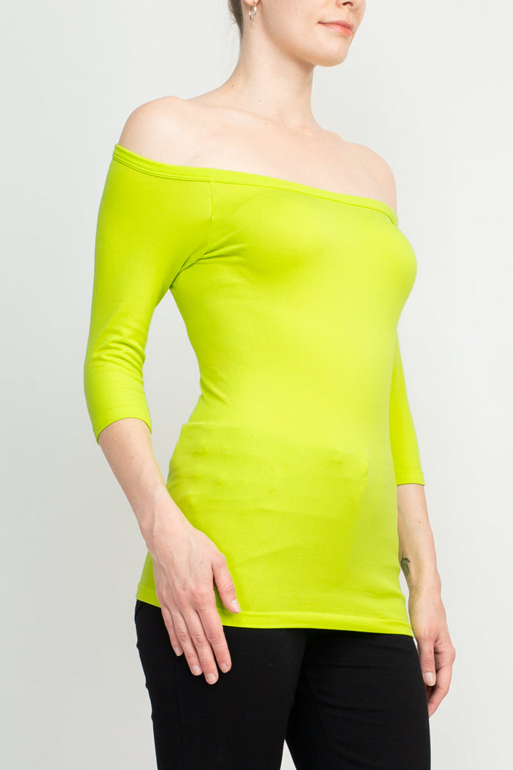 Alberto Makali Off-Shoulder 3/4 Sleeve Solid Spandex Top-2