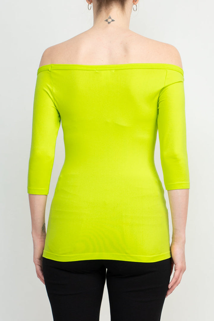 Alberto Makali Off-Shoulder 3/4 Sleeve Solid Spandex Top-4