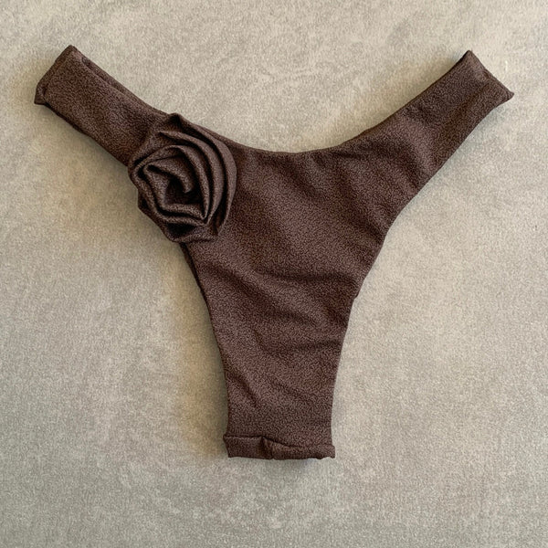 Seashore Textured Espresso Bia Flower Bikini Bottom-0
