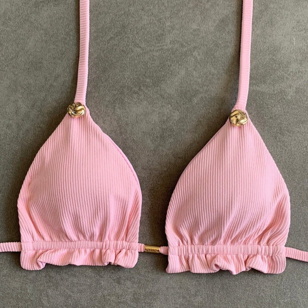 Himalayan Reef Ribbed Triangle Frill Bikini Top-0