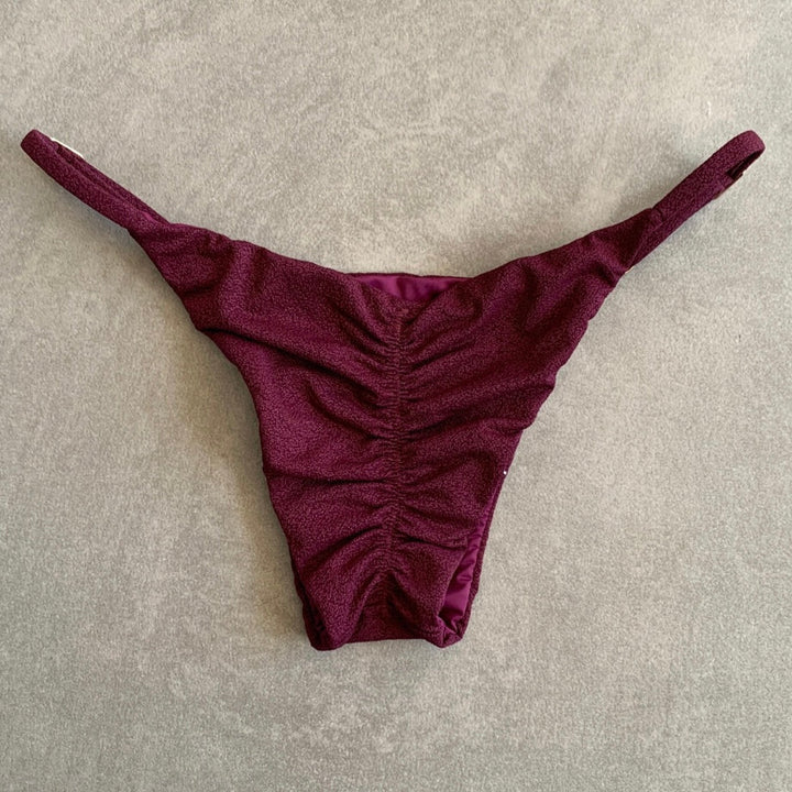 Seashore Textured Malbec Tanga Bikini Bottom-0