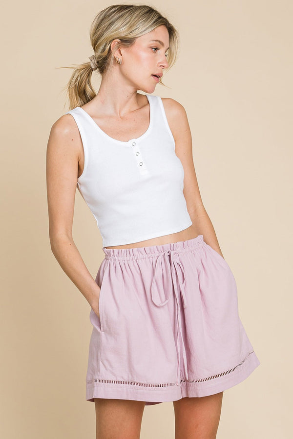 Cotton Bleu by Nu Lab High Waist Drawstring Shorts-0