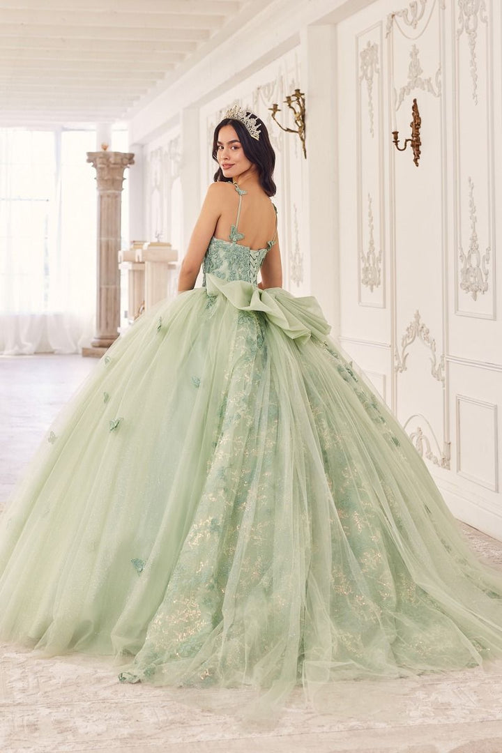 Sage Layered Tulle A-Line Sweetheart Long Ball Dress CD15718-1