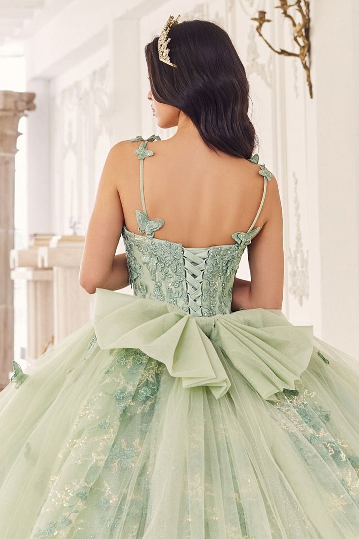 Sage Layered Tulle A-Line Sweetheart Long Ball Dress CD15718-2