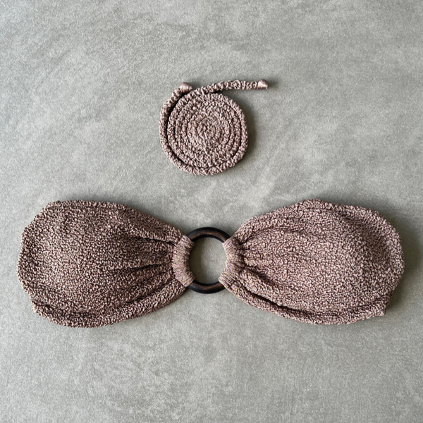 Chocolate Mousse Beehive Textured Strapless Bikini Top-0
