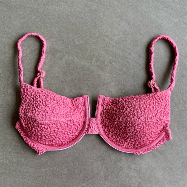 Desert Rose Beehive Textured Panneled Bikini Top-0