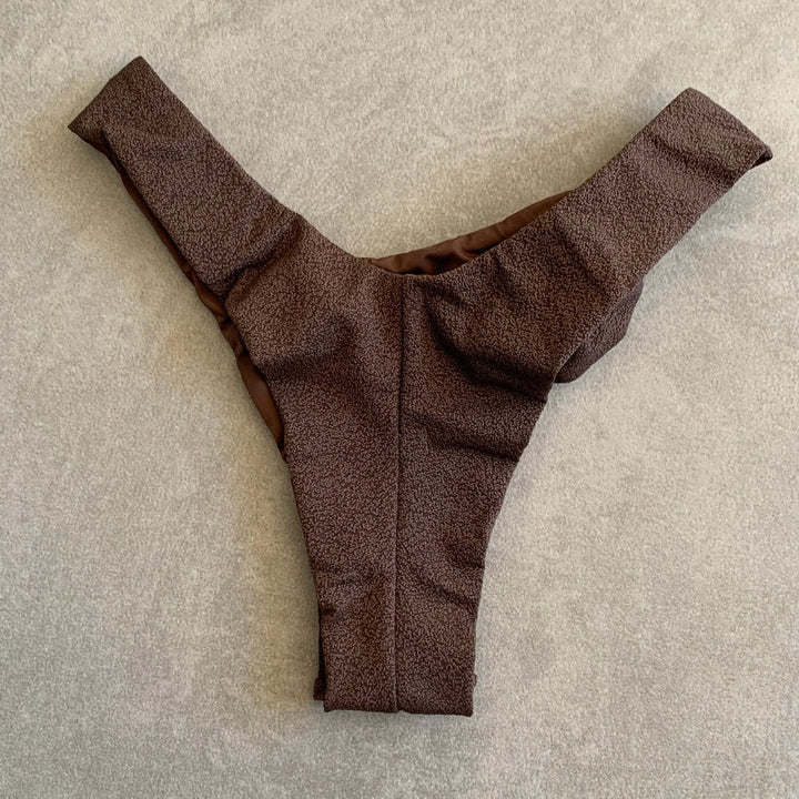 Seashore Textured Espresso Bia Flower Bikini Bottom-2