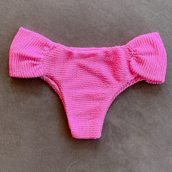 Pink Bliss Textured Classy Cheeky Bikini Bottom-0