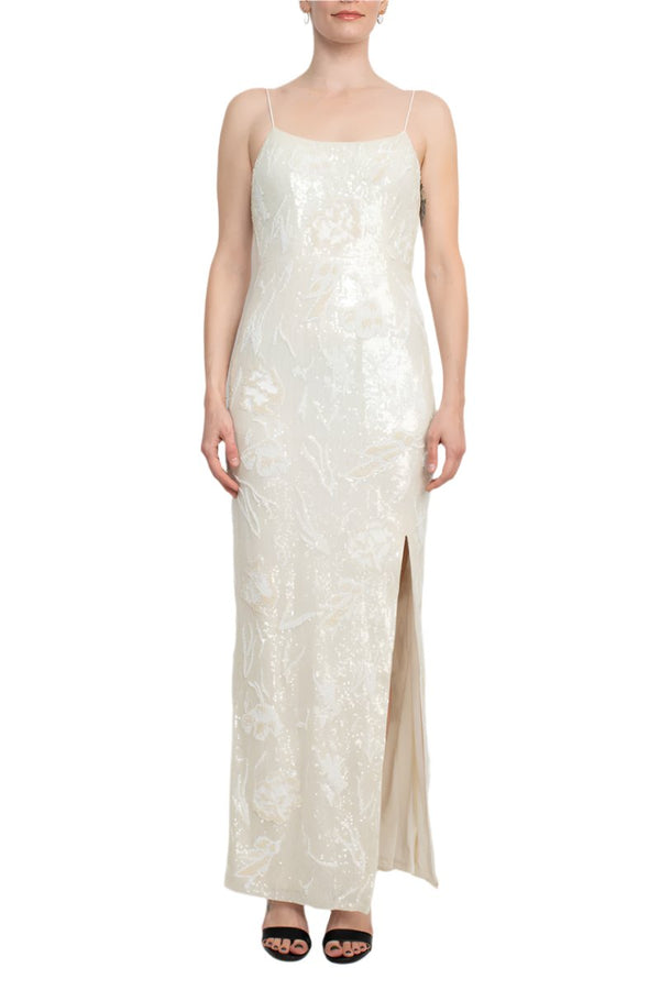 Emily Shalant Silver Screen Star Hand Beaded Ivory Slip Gown-0